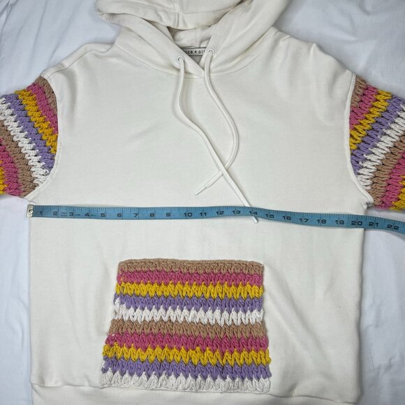 Alice + Olivia Pocket Hoodie Pullover Ivory Multicolor Small - Picture 12 of 16